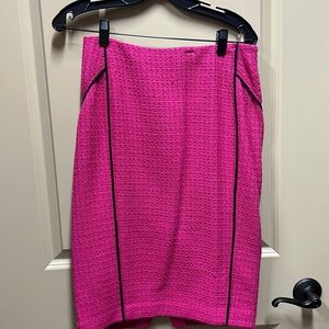 Lafayette 148 pink suit with jacket and skirt with black piping size 4
